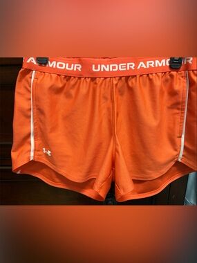 Under Armour Bright Orange Performance Shorts with White Trim